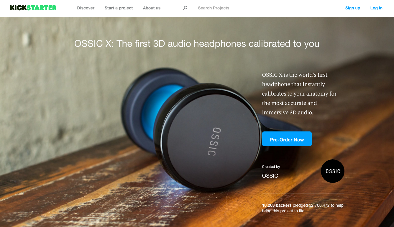 Oculus Riftを上回る結果。3Dオーディオヘッドフォン「OSSIC X」約270万ドルでKickstarter成立 | Seamless