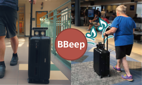 混雑した環境における視覚障害者と歩行者の衝突回避支援スーツケース「BBeep」