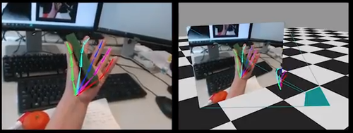 単一カメラから手指の追跡をするCNNを用いたリアルタイム3Dハンドトラッキング技術