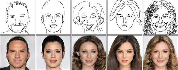 手書きスケッチからリアル顔画像を作成 深層学習で Deepfacedrawing Seamless
